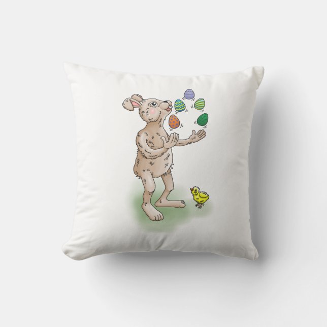 Juggling Easter Bunny Cushion (Front)