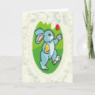 Juggling Eggs Bunny Easter Card