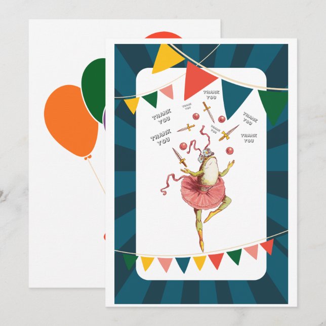 Juggling frog thank you card (Front/Back)