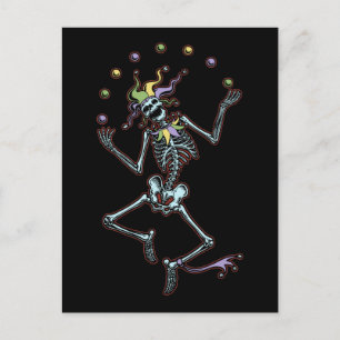 Juggling Jester Skeleton Postcard