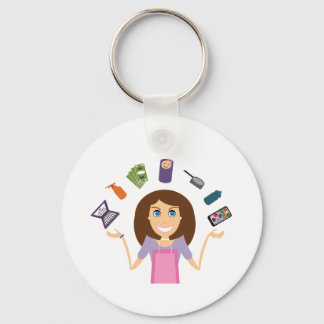 Juggling Mum (Brunette) Key Ring