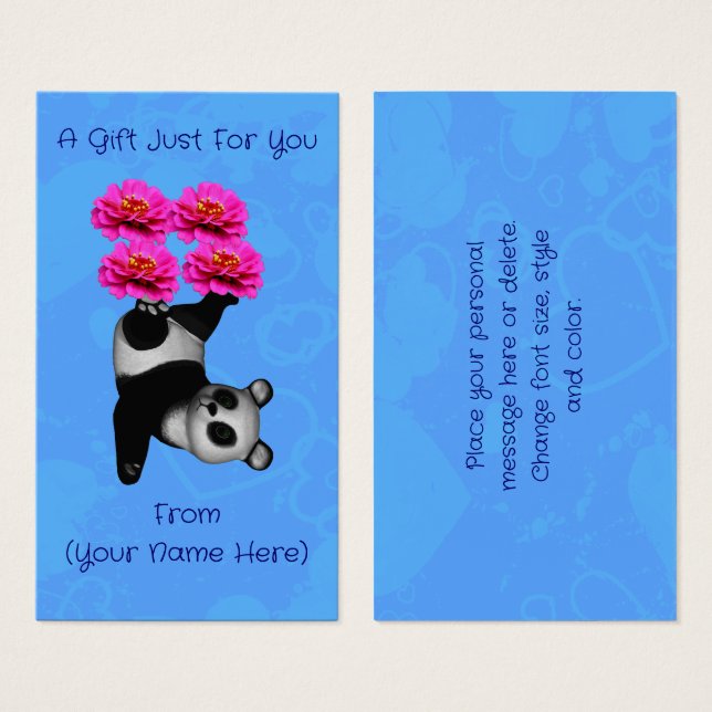Juggling Panda Bear Personalised Gift Card Tag (Front & Back)