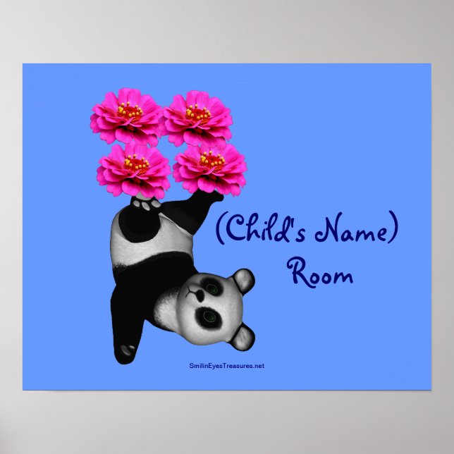 Juggling Panda Kids Room Personalised Wall Poster (Front)