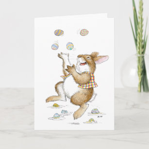Juggling Rabbit Easter Card