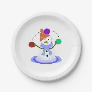 Juggling Snowman Paper Plate
