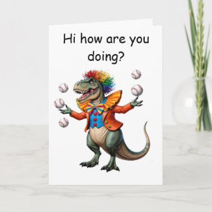 Juggling T-rex in clown outfit Card