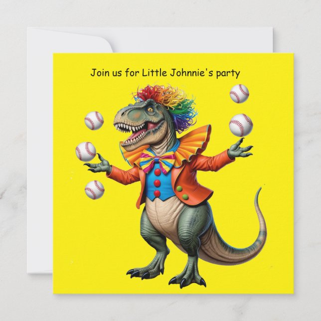 Juggling T-rex in clown outfit  Invitation (Front)