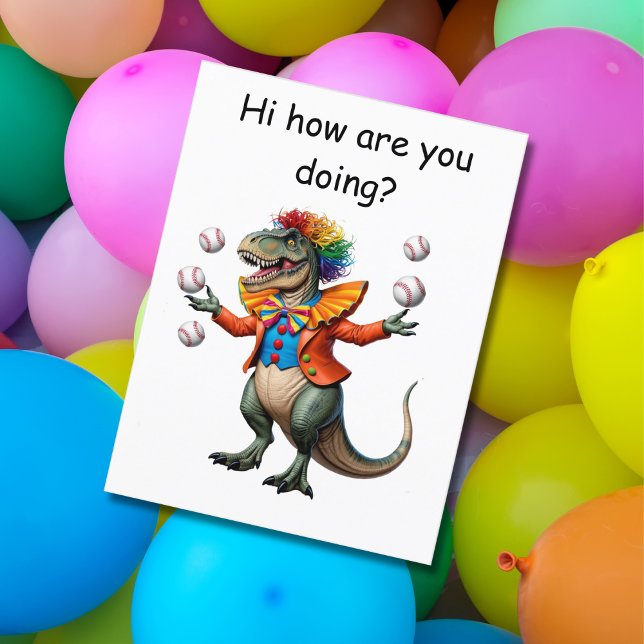 Juggling T-rex in clown outfit  Postcard (Creator Uploaded)
