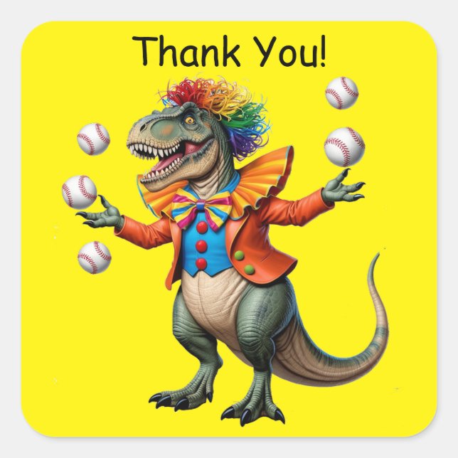 Juggling T-rex in clown outfit  Square Sticker (Front)