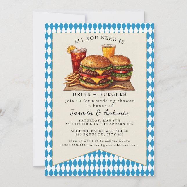 Juice and Burgers  Invitation (Front)