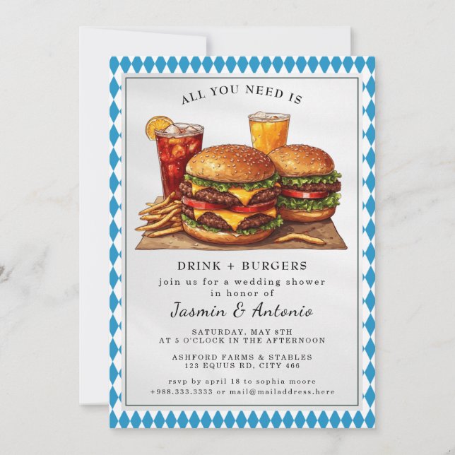 Juice and Burgers  Invitation (Front)
