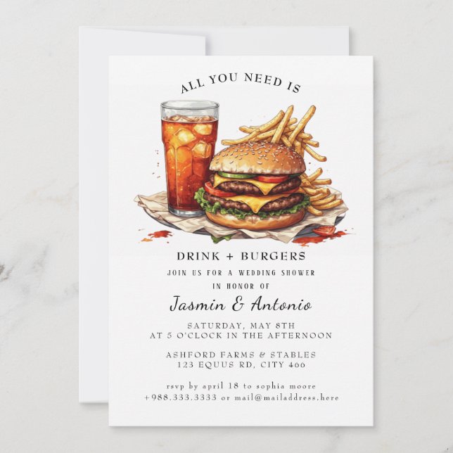 Juice and Burgers  Invitation (Front)