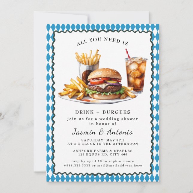 Juice and Burgers  Invitation (Front)