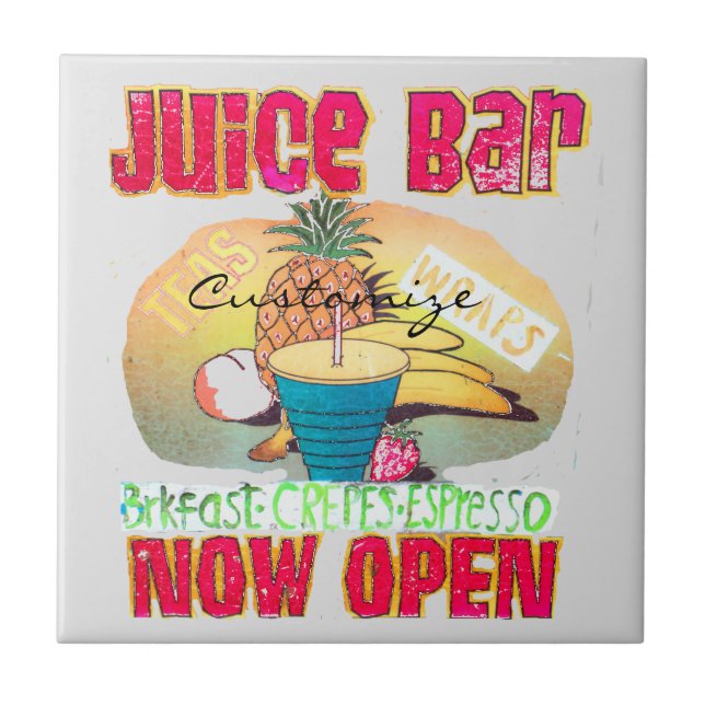 Juice Bar Sign Thunder_Cove Ceramic Tile (Front)