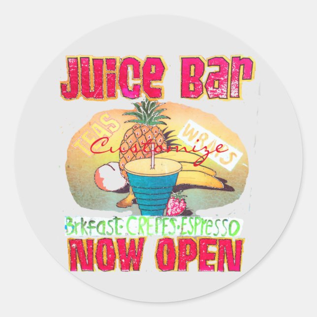 Juice Bar Sign Thunder_Cove Classic Round Sticker (Front)