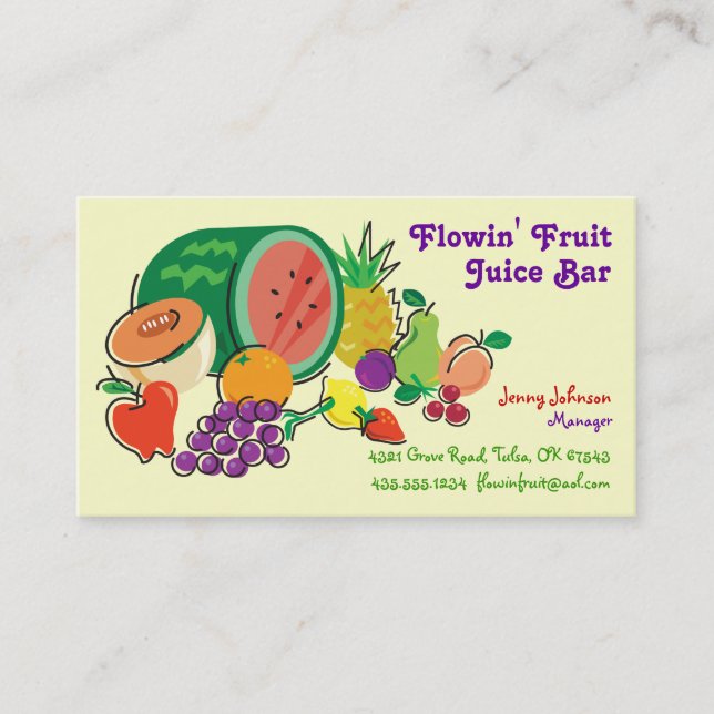 Juice Bar & Smoothies_Totally Fruity Business Card (Front)