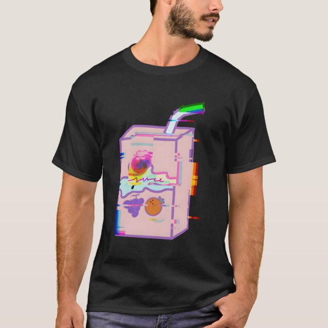 Juice Box Glitch Effect Graphic T-Shirt (Front)