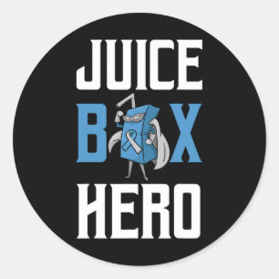 Juice Box Hero Diabetes Blue Ribbon Endocrinologis Classic Round Sticker
