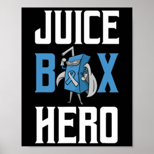 Juice Box Hero Diabetes Blue Ribbon Endocrinologis Poster
