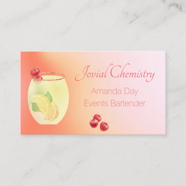 Juice Cocktail with Fruit Bartender Business Card (Front)