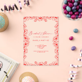 juice red simple classic elegant bridal shower acrylic invitations