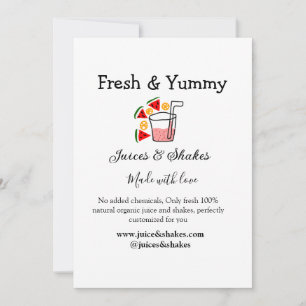 Juices & shakes restaurant business website social invitation