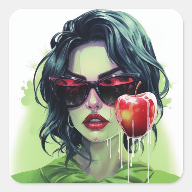Juicified Apple Lady Square Sticker (Front)