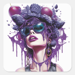 Juicified Grape Lady Square Sticker