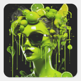 Juicified Lime Lady Square Sticker