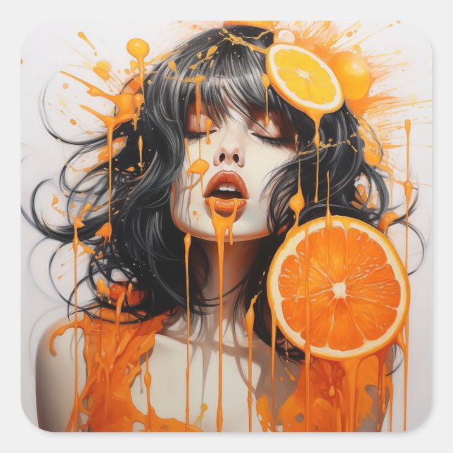 Juicified Orange Lady Square Sticker (Front)