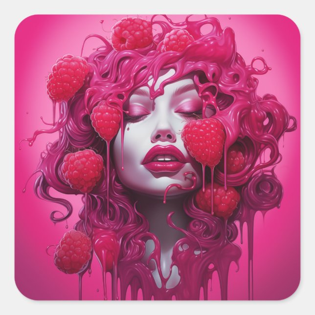 Juicified Raspberry Lady Square Sticker (Front)