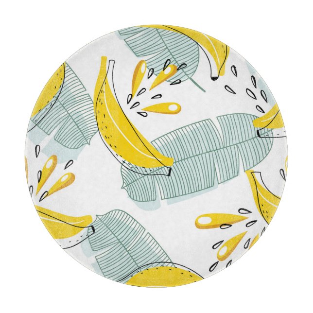 Juicy Bananas Bright Vintage Pattern Cutting Board (Front)