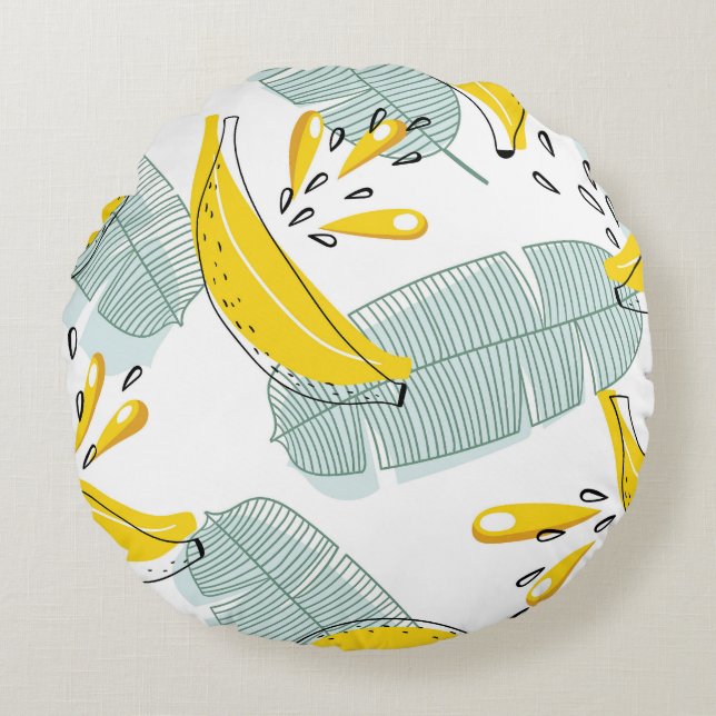 Juicy Bananas Bright Vintage Pattern Round Cushion (Front)