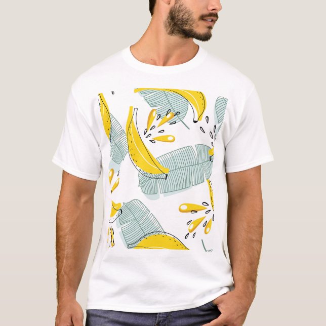 Juicy Bananas Bright Vintage Pattern T-Shirt (Front)