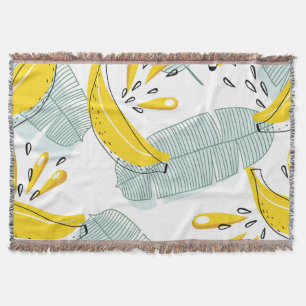 Juicy Bananas Bright Vintage Pattern Throw Blanket
