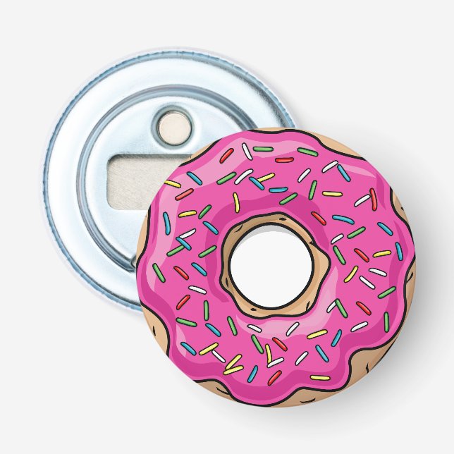 Juicy Delicious Pink Sprinkled Doughnut Bottle Opener (Front)