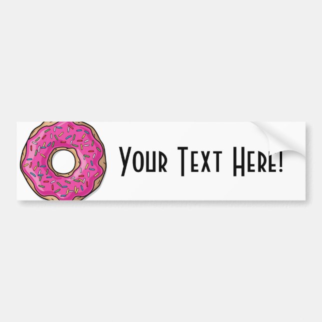 Juicy Delicious Pink Sprinkled Doughnut Bumper Sticker (Front)