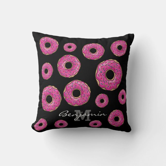 Juicy Delicious Pink Sprinkled Doughnut Cushion (Front)