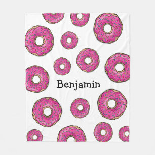 Juicy Delicious Pink Sprinkled Doughnut Fleece Blanket