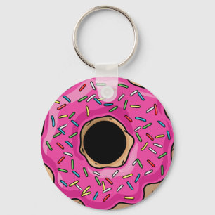 Juicy Delicious Pink Sprinkled Doughnut Key Ring