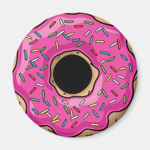 Juicy Delicious Pink Sprinkled Doughnut Magnet