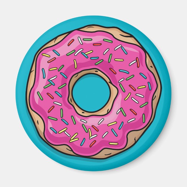 Juicy Delicious Pink Sprinkled Doughnut Magnet (Front)