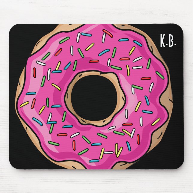 Juicy Delicious Pink Sprinkled Doughnut Mouse Pad (Front)