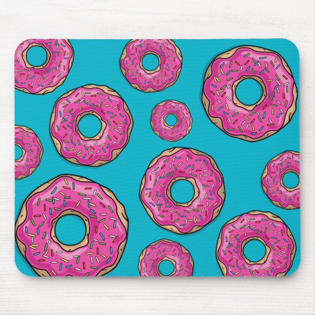 Juicy Delicious Pink Sprinkled Doughnut Mouse Pad (Front)