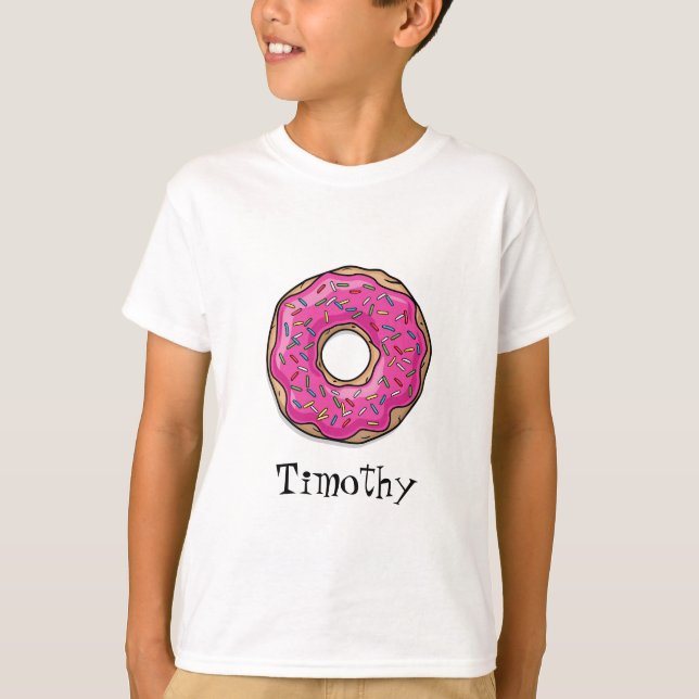 Juicy Delicious Pink Sprinkled Doughnut T-Shirt (Front)