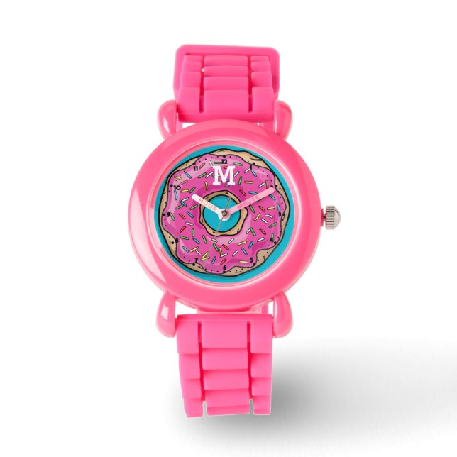 Juicy Delicious Pink Sprinkled Doughnut Watch (Front)
