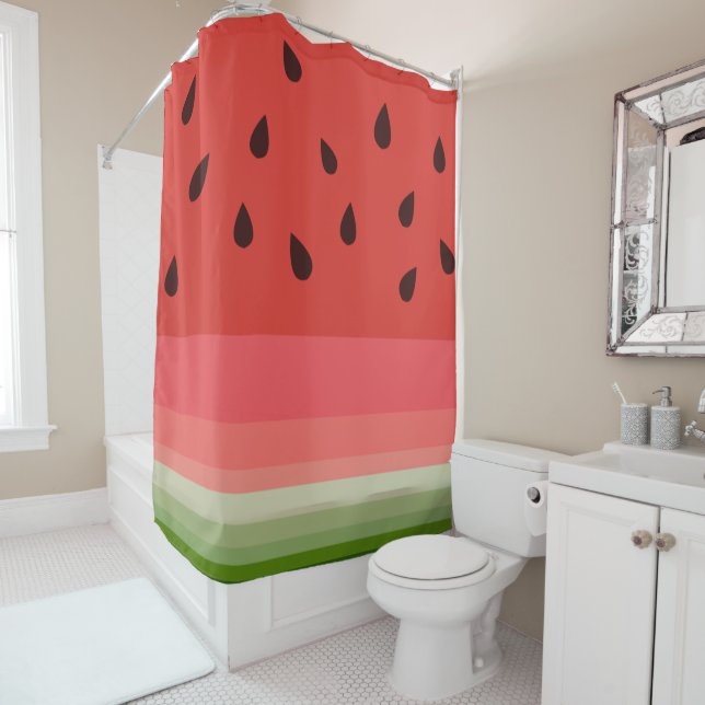 Juicy Delicious Ripe Watermelon With Seeds Design Shower Curtain (In Situ)