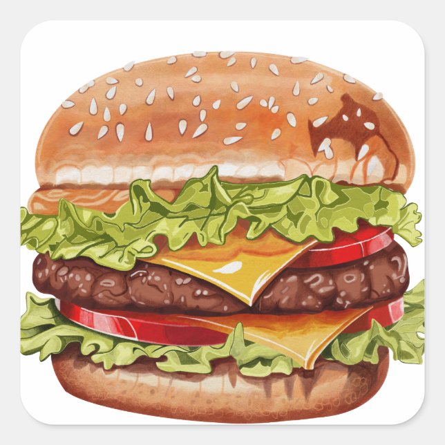 Juicy Double Cheeseburger Sticker – Realistic Burg (Front)