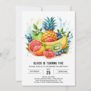 Juicy Editable Boho Fruits Birthday Invitation