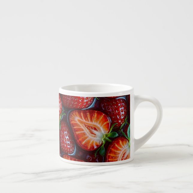 Juicy Fresh Red Strawberries Summer Fruit Pattern Espresso Cup (Right)
